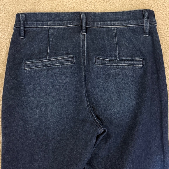 Express| Women's 70s Flared Mid-Rise Jeans - Dark Blue - Picture 6 of 8